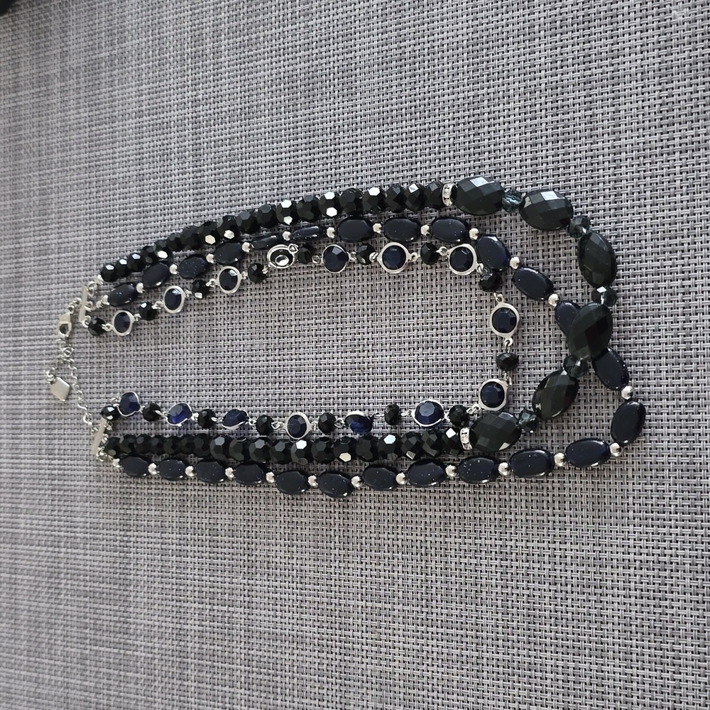 CHAPS BRAND WOMEN'S BLUE TRIPLE FASHION JEWELRY NECKLACE